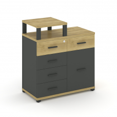 Concept Тумба приставная широкая 5 ящ.+1 распаш. фасад с надставкой узкой CN.TSP-017 A Дуб Винченцо/