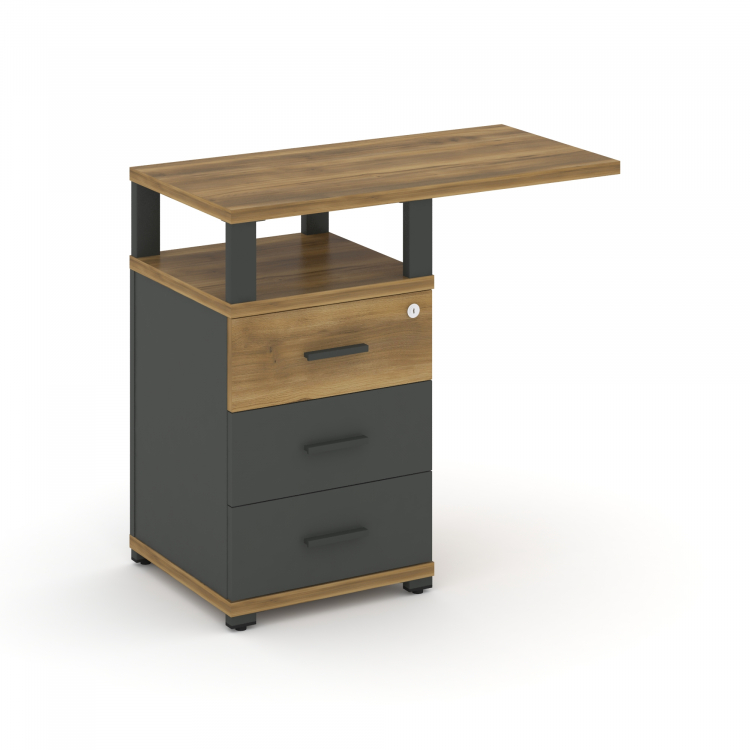 Concept Тумба приставная узкая 3 ящ. со свесом. с надставкой широкой CN.TUS-002 A Сандал Янтарный/Ан