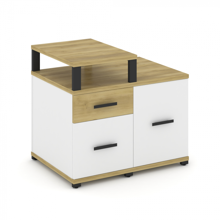 Концепт Тумба приставная сервисная с надставкой узкой CN.TSR-002 B Дуб Винченцо/Белый Бриллиант/Мета