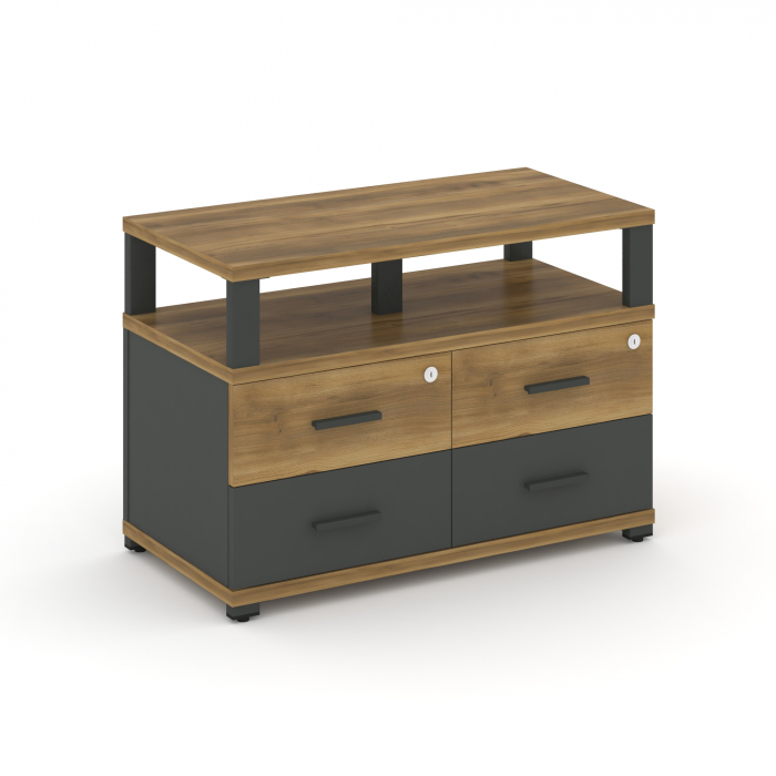 Concept Тумба приставная широкая 4 ящ. с надставкой широкой CN.TSP-003 A Сандал Янтарный/Антрацит/Ме