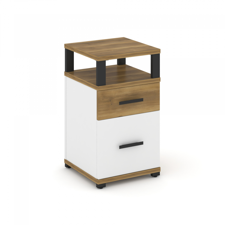 Concept Тумба приставная 1 ящ.+1 распаш. фасад с надставкой CN.TUP-006 B Сандал Янтарный/Белый Брилл