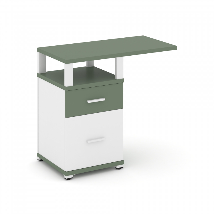 Concept Тумба приставная узкая 1 ящ.+1 распаш. фасад с надставкой широкой CN.TUS-004 W Кобо/Белый Бр