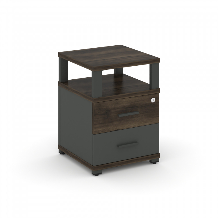 Concept Тумба приставная 2 ящ. с надставкой CN.TUP-002 A Дуб Мали/Антрацит/Металл Антрацит 420*420*5