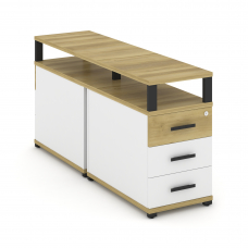 Concept Тумба двухсторонняя приставная 3 ящ. с надставкой. CN.DTGP-001 B Дуб Винченцо/Белый Бриллиан