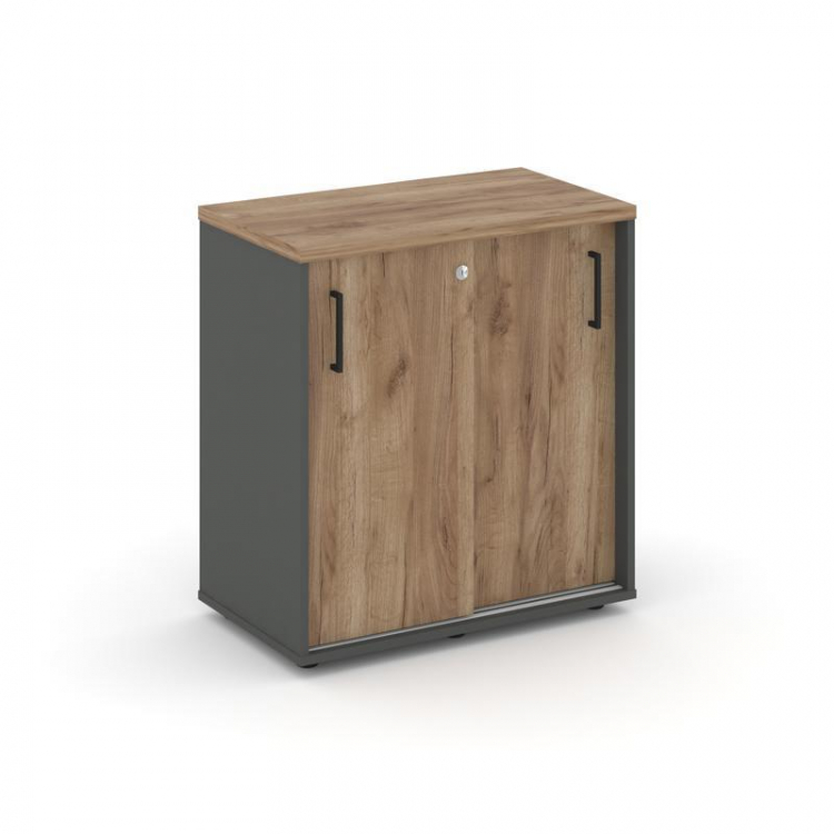 Style Project Тумба опорная/приставная SN.TOP-041 Антрацит/Дуб Табак/Черный Ручки 600*400*750