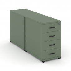 Concept Тумба двухсторонняя опорная/приставная 4 ящ. CN.DTGO-002 B Кобо/Металл Черный 420*1480*750