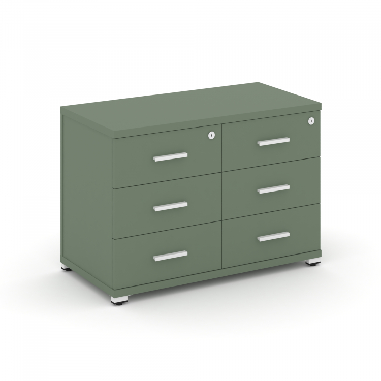 Concept Тумба приставная широкая 6 ящ. CN.TSP-007 W Кобо/Металл Белый 836*420*583