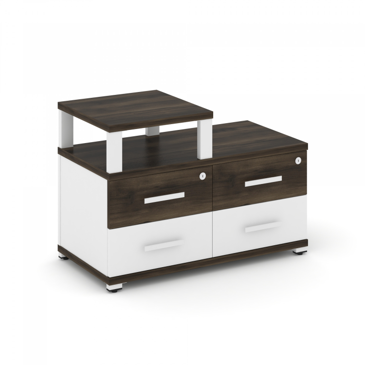 Concept Тумба приставная широкая 4 ящ. с надставкой узкой CN.TSP-002 W Дуб Мали/Белый Бриллиант/Мета