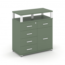 Concept Тумба приставная широкая 5 ящ.+1 распаш. фасад с надставкой широкой CN.TSP-018 W Кобо/Металл