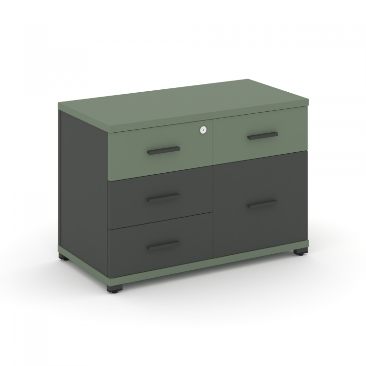 Concept Тумба приставная широкая 4 ящ.+1 распаш. фасад CN.TSP-010 A Кобо/Антрацит/Металл Антрацит 83