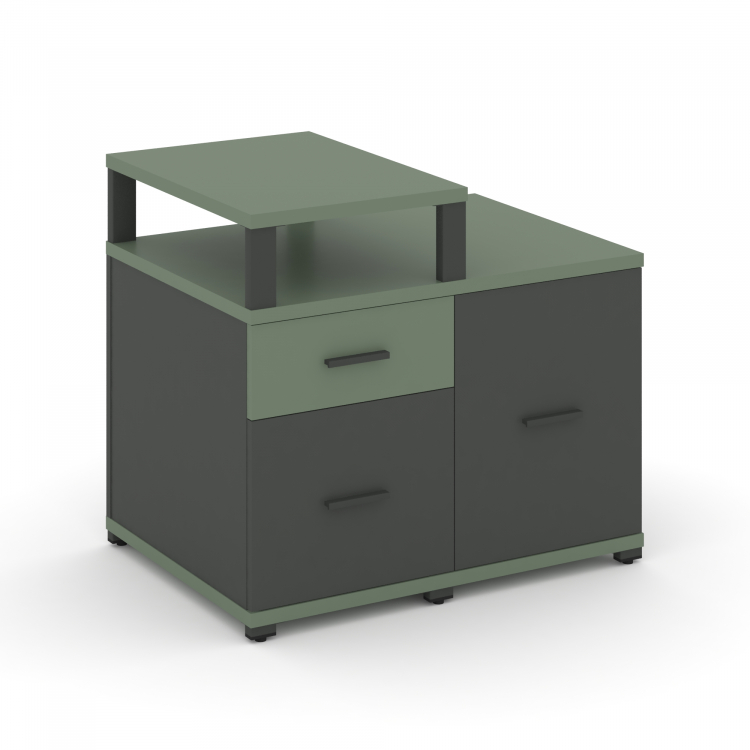 Concept Тумба приставная сервисная с надставкой узкой CN.TSR-002 A Кобо/Антрацит/Металл Антрацит 836