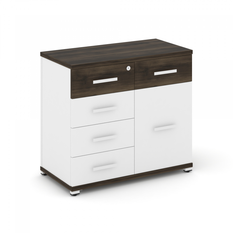 Concept Тумба приставная широкая 5 ящ.+1 распаш. фасад CN.TSP-016 W Дуб Мали/Белый Бриллиант/Металл