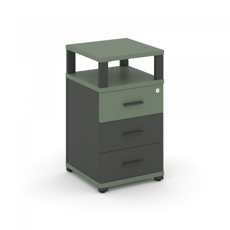 Concept Тумба приставная 3 ящ. с надставкой CN.TUP-003 A Кобо/Антрацит/Металл Антрацит 420*420*750