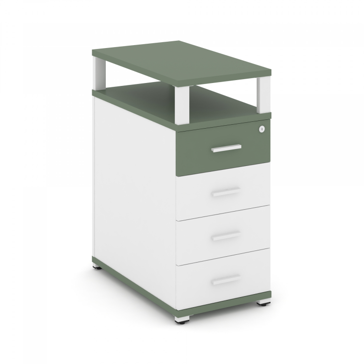 Concept Тумба опорная/приставная 4 ящ. с надставкой CN.TGO-003 W Кобо/Белый Бриллиант/Металл Белый 4