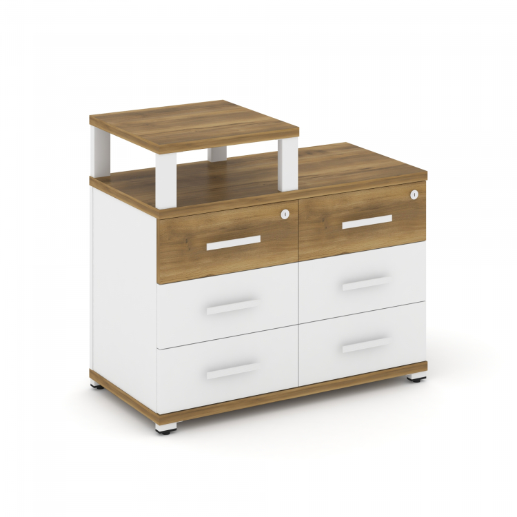 Concept Тумба приставная широкая 6 ящ. с надставкой узкой CN.TSP-008 W Сандал Янтарный/Белый Бриллиа