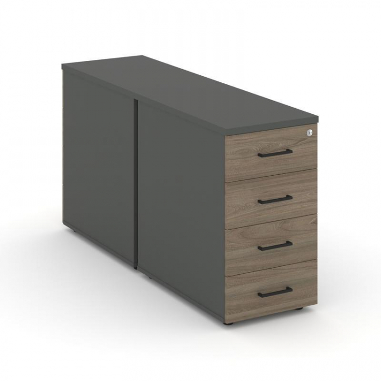 Style Project Тумба опорная/приставная SN.TOP-013 Антрацит/Вяз Благородный/Черный Ручки 416*1632*750