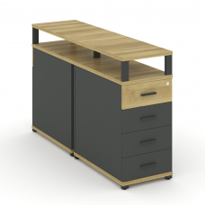 Concept Тумба двухсторонняя опорная/приставная 4 ящ. с надставкой. CN.DTGO-003 A Дуб Винченцо/Антрац