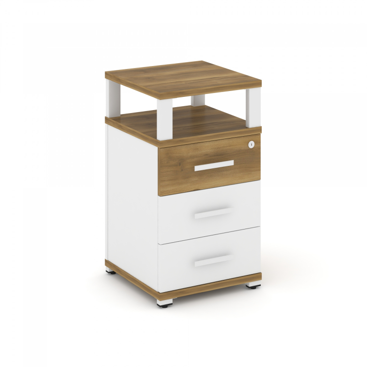 Concept Тумба приставная 3 ящ. с надставкой CN.TUP-003 W Сандал Янтарный/Белый Бриллиант/Металл Белы