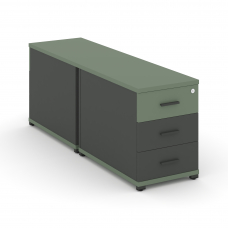 Concept Тумба двухсторонняя опорная/приставная 3 ящ. CN.DTGO-001 A Кобо/Антрацит/Металл Антрацит 42