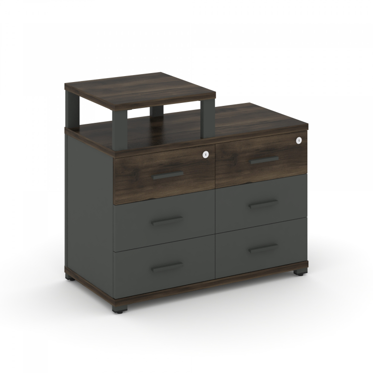 Concept Тумба приставная широкая 6 ящ. с надставкой узкой CN.TSP-008 A Дуб Мали/Антрацит/Металл Антр