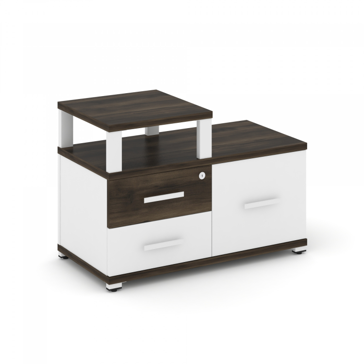 Concept Тумба приставная широкая 2 ящ.+1 распаш. фасад с надставкой узкой CN.TSP-005 W Дуб Мали/Белы