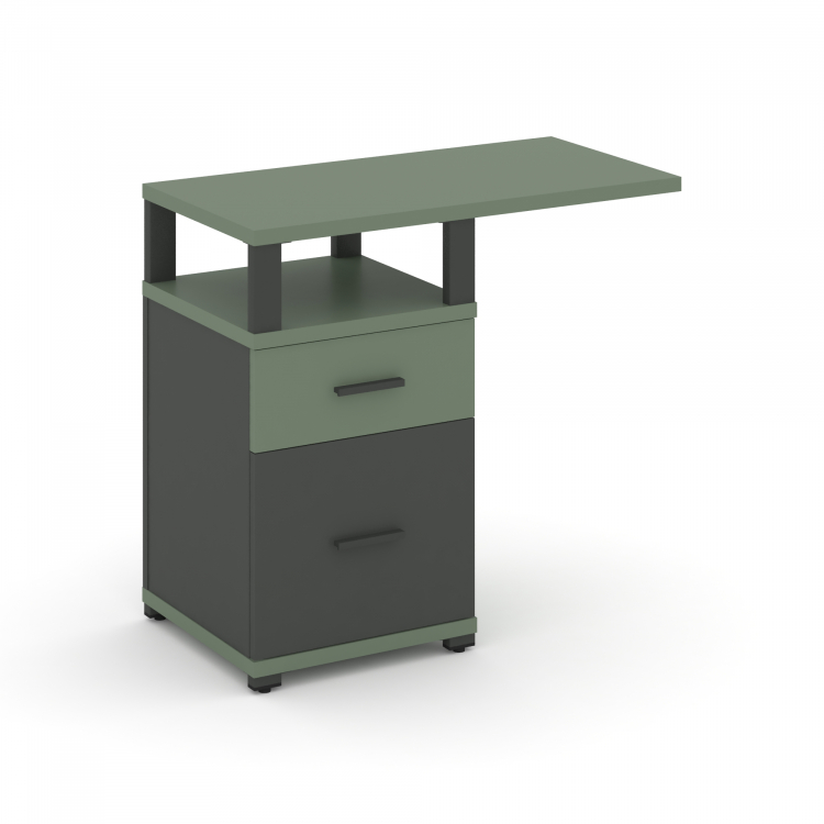 Concept Тумба приставная узкая 1 ящ.+1 распаш. фасад с надставкой широкой CN.TUS-004 A Кобо/Антрацит