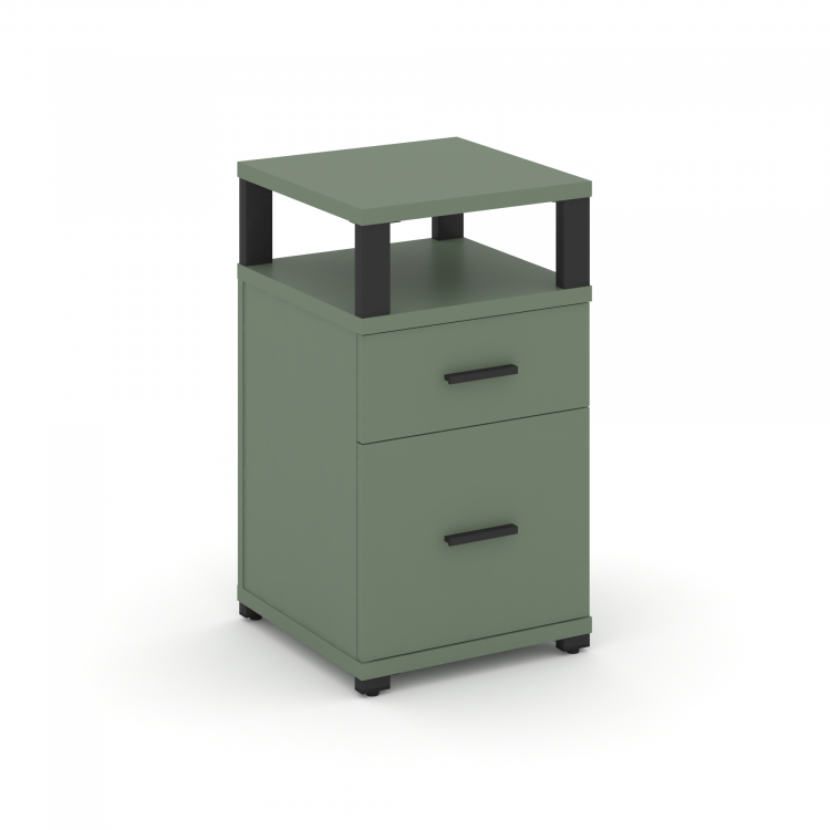 Concept Тумба приставная 1 ящ.+1 распаш. фасад с надставкой CN.TUP-006 B Кобо/Металл Черный 420*420*