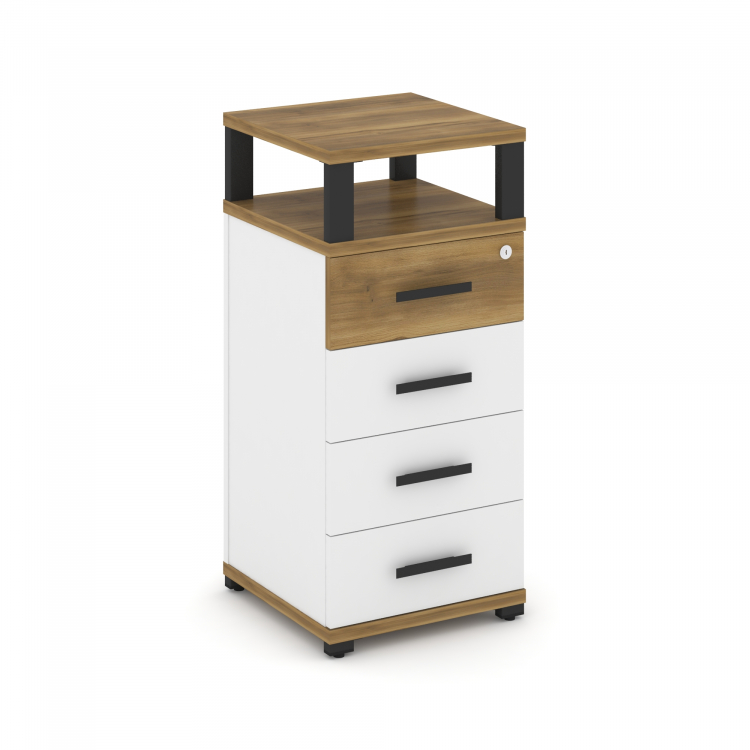 Concept Тумба опорная/приставная 4 ящ. с надставкой CN.TUO-003 B Сандал Янтарный/Белый Бриллиант/Мет