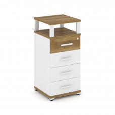 Concept Тумба опорная/приставная 4 ящ. с надставкой CN.TUO-003 W Сандал Янтарный/Белый Бриллиант/Мет