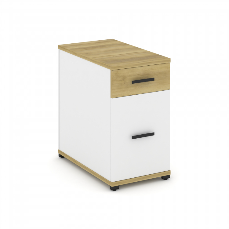 Concept Тумба опорная/приставная 1 ящ.+1 распаш. фасад CN.TGO-005 B Дуб Винченцо/Белый Бриллиант/Мет
