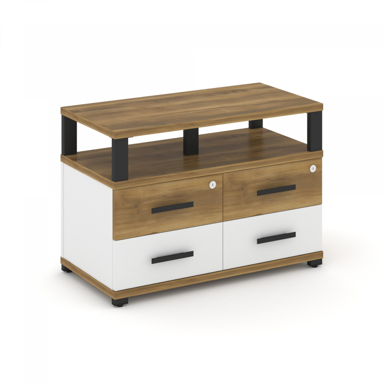 Concept Тумба приставная широкая 4 ящ. с надставкой широкой CN.TSP-003 B Сандал Янтарный/Белый Брилл