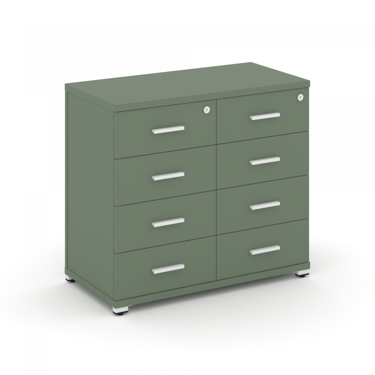 Concept Тумба приставная широкая 8 ящ. CN.TSP-013 W Кобо/Металл Белый 836*420*750