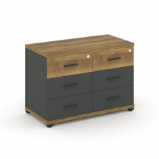 Concept Тумба приставная широкая 6 ящ. CN.TSP-007 A Сандал Янтарный/Антрацит/Металл Антрацит 836*420