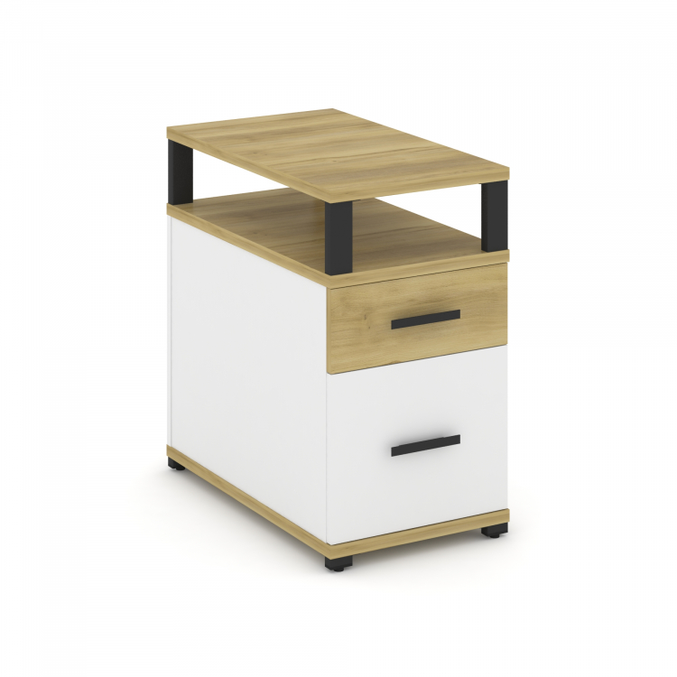 Concept Тумба приставная 1 ящ.+1 распаш. фасад с надставкой CN.TGP-002 B Дуб Винченцо/Белый Бриллиан