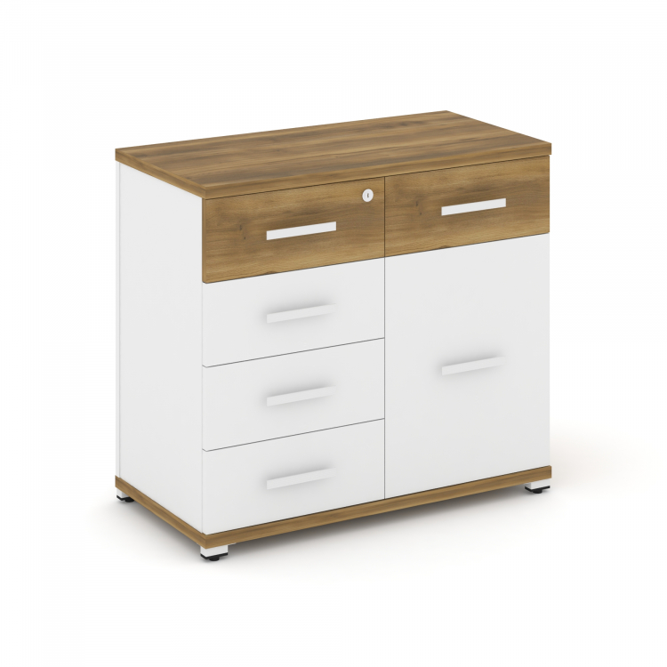 Concept Тумба приставная широкая 5 ящ.+1 распаш. фасад CN.TSP-016 W Сандал Янтарный/Белый Бриллиант/