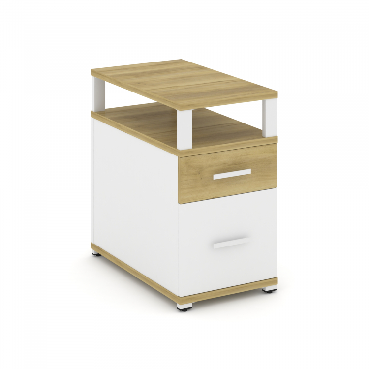 Concept Тумба приставная 1 ящ.+1 распаш. фасад с надставкой CN.TGP-002 W Дуб Винченцо/Белый Бриллиан