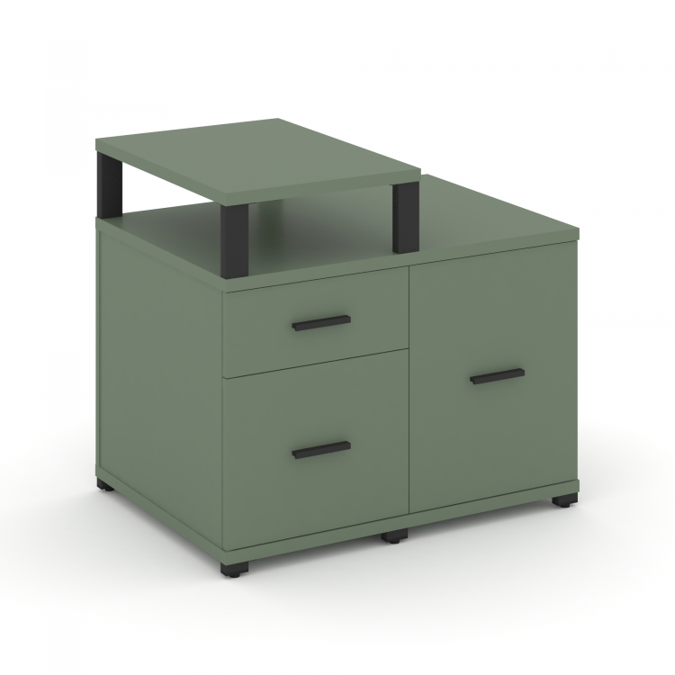 Concept Тумба приставная сервисная с надставкой узкой CN.TSR-002 B Кобо/Металл Черный 836*600*750