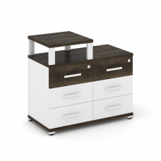 Concept Тумба приставная широкая 6 ящ. с надставкой узкой CN.TSP-008 W Дуб Мали/Белый Бриллиант/Мета