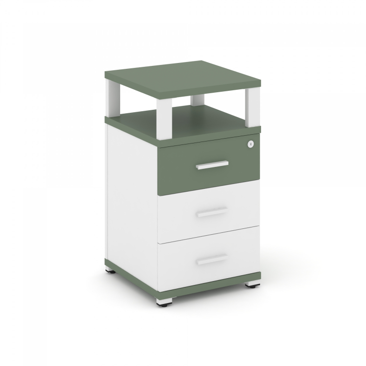 Concept Тумба приставная 3 ящ. с надставкой CN.TUP-003 W Кобо/Белый Бриллиант/Металл Белый 420*420*7