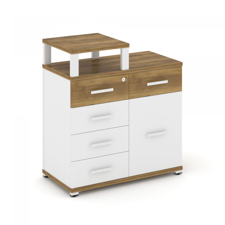 Concept Тумба приставная широкая 5 ящ.+1 распаш. фасад с надставкой узкой CN.TSP-017 W Сандал Янтарн