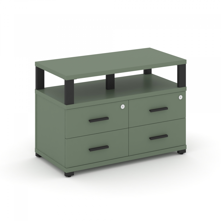 Concept Тумба приставная широкая 4 ящ. с надставкой широкой CN.TSP-003 B Кобо/Металл Черный 836*420*