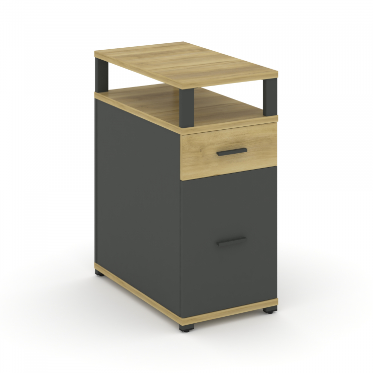 Concept Тумба опорная/приставная 1 ящ.+1 распаш. фасад с надставкой CN.TGO-006 A Дуб Винченцо/Антрац