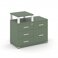 Concept Тумба приставная широкая 4 ящ.+1 распаш. фасад с надставкой узкой CN.TSP-011 W Кобо/Металл Б