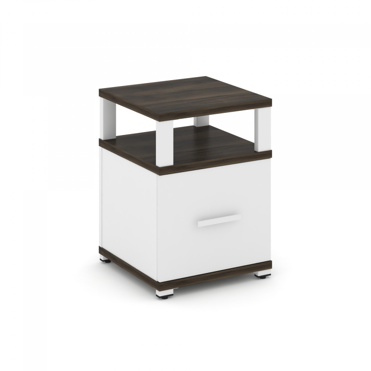 Concept Тумба приставная 1 распаш. фасад с надставкой CN.TUP-005 W Дуб Мали/Белый Бриллиант/Металл Б