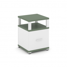 Concept Тумба приставная 1 распаш. фасад с надставкой CN.TUP-005 W Кобо/Белый Бриллиант/Металл Белый