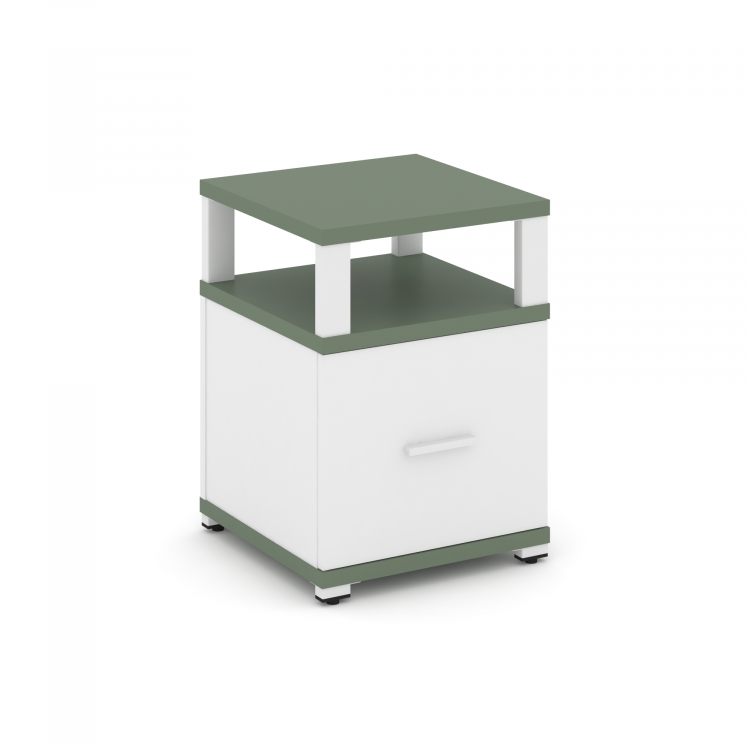 Concept Тумба приставная 1 распаш. фасад с надставкой CN.TUP-005 W Кобо/Белый Бриллиант/Металл Белый