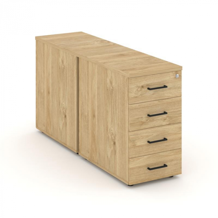 Style Project Тумба опорная/приставная SN.TOP-013 Тиквуд Светлый/Черный Ручки 416*1632*750