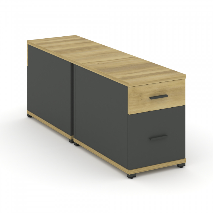 Concept Тумба двухсторонняя опорная/приставная 1 ящ.+1 распаш. фасад CN.DTGO-004 A Дуб Винченцо/Антр