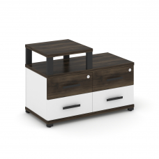 Concept Тумба приставная широкая 4 ящ. с надставкой узкой CN.TSP-002 B Дуб Мали/Белый Бриллиант/Мета