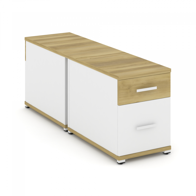 Concept Тумба двухсторонняя опорная/приставная 1 ящ.+1 распаш. фасад CN.DTGO-004 W Дуб Винченцо/Белы